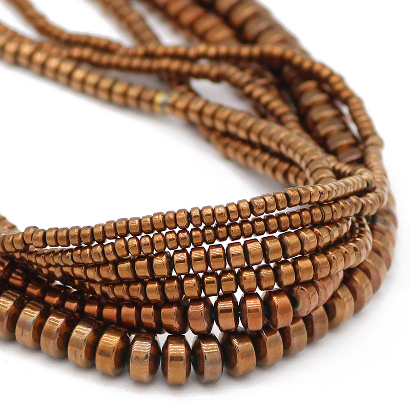 3/4/6/8mm pedra de hematita natural cobre cilindro plano espaçador redondo contas soltas para fazer jóias diy charme pulseira descobertas