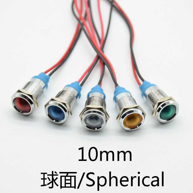 1 unidad de lámpara de señal de luz piloto LED de advertencia impermeable de 10mm 6V 12V 24V 220V máquina coche barco trabajo PC potencia IP67