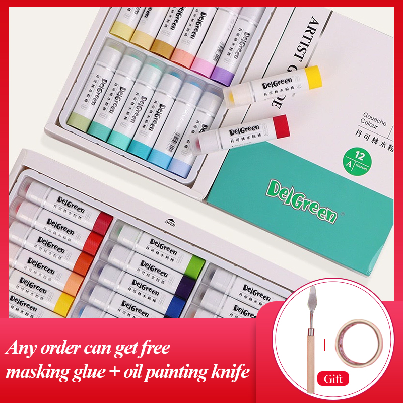 DELGREEN ARTIST GRADE Zachte stevige gouacheverfsticks/pastels/krijtjes Basic/Macaron 12/18 kleuren Tekening Veilig Niet-giftige pastelkleuren