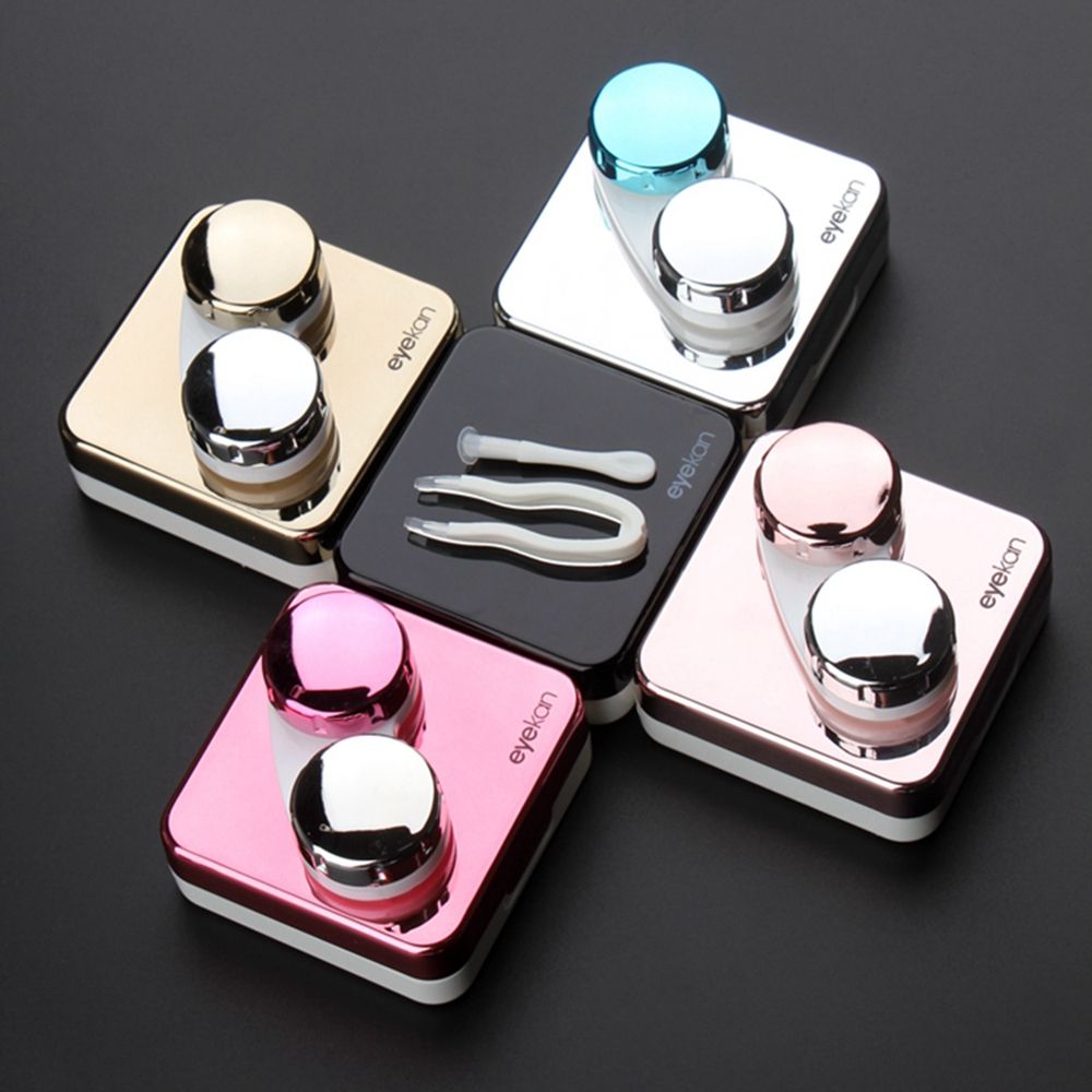 Estuche cuadrado para lentes de contacto, cubierta portátil de color sólido para viaje, contenedor de almacenamiento, caja de remojo, accesorios de moda, 1 unidad