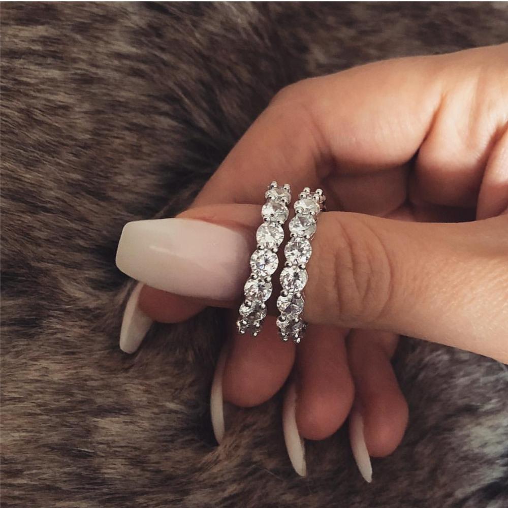 2020 Eternity Ring aus 925er Sterlingsilber, 4 mm, Labordiamant, CZ, Verlobung, Hochzeit, Ringe für Damen und Herren, Großhandel, Party-Schmuck, Geschenk