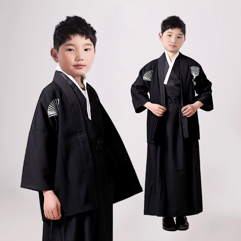 Latensc 새로운 스타일의 레트로 코스튬, 일본 사무라이 어린이 기모노 소년, 외부 커버, 카니발 파티 무대 쇼