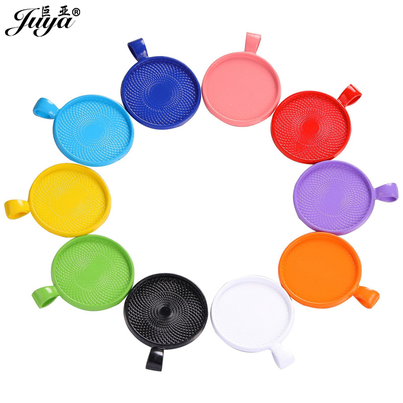 50PCS Colorful Cabochon Liontin Dasar Pengaturan Diseduh Sendiri Membuat Perhiasan Kalung Buatan Tangan 25Mm Cameo Paduan Kosong Nampan Perhiasan kerajinan