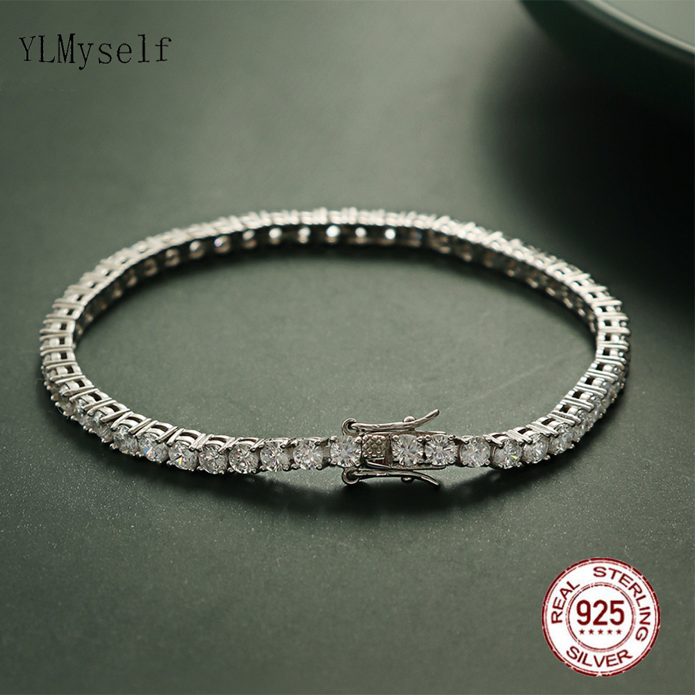 Bracelet de Tennis en argent pur de 16 à 20.5CM, bijoux 2-4mm 5A CZ, cadeau éternel pour femme, superbes bijoux réels 925