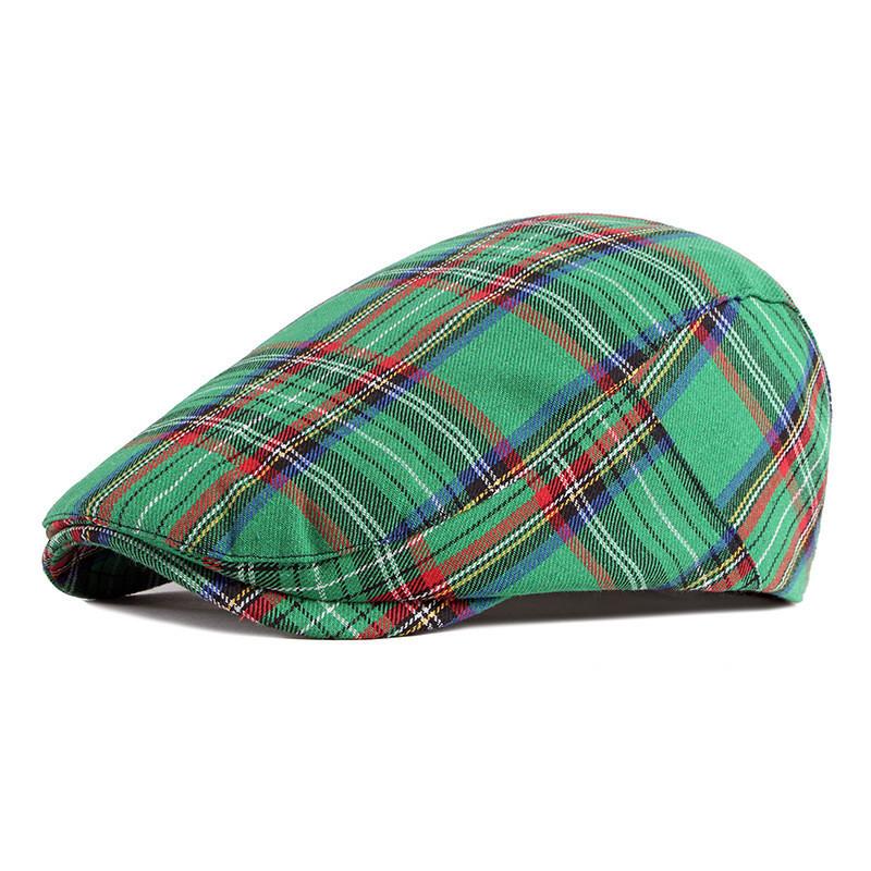 Berretti da berretto da pittore da uomo e da donna in cotone scozzese primavera estate Plaid 35