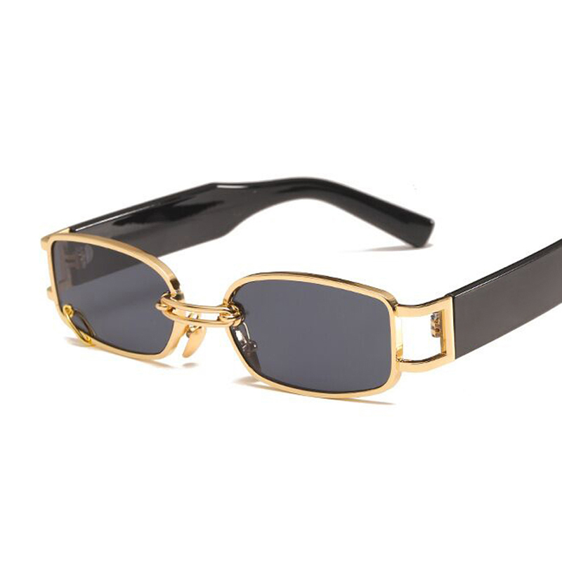 Vintage piccolo rettangolo donna uomo Luxury Brand Designer occhiali da sole Retro Punk Style Shades Hip Hop Metal Oculos De Sol