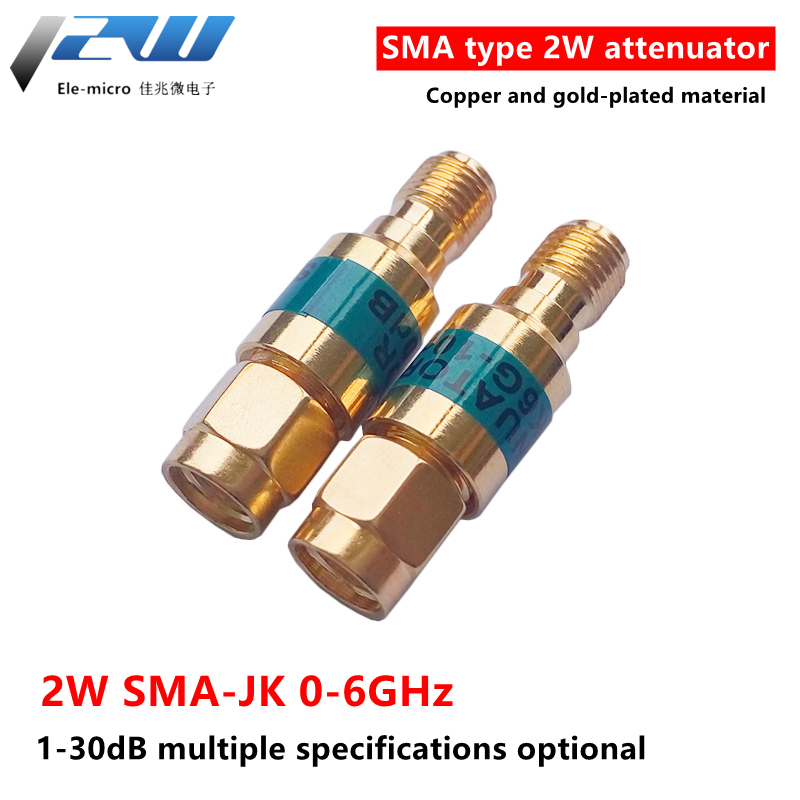 1PCS 2W DC-6GHz SMA Maschio a SMA Femmina Coassiale RF Attenuatore, 1/2/3/5/6/10/15/30db Attenuatore, SMA Connettori Fissi Placcato Oro