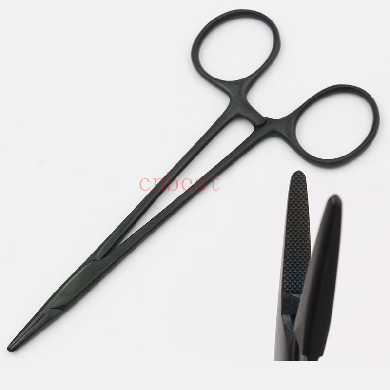 Porta aghi per chirurgia estetica in acciaio inossidabile 12,5 cm Manico in porcellana nera Strumento per doppia palpebra Strumento chirurgico in plastica