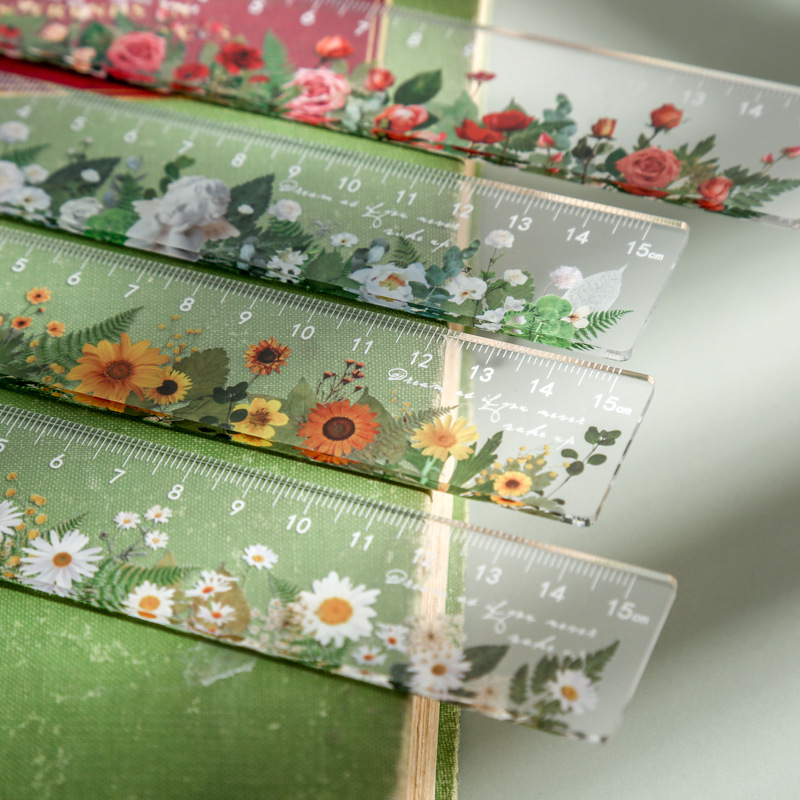 15 cm Gänseblümchen-Rosen-Lineal, multifunktional, DIY-Zeichenwerkzeuge, Studenten-Blumen-Lineale, doppelter Duty, für Schule, Bürobedarf, Schulbedarf