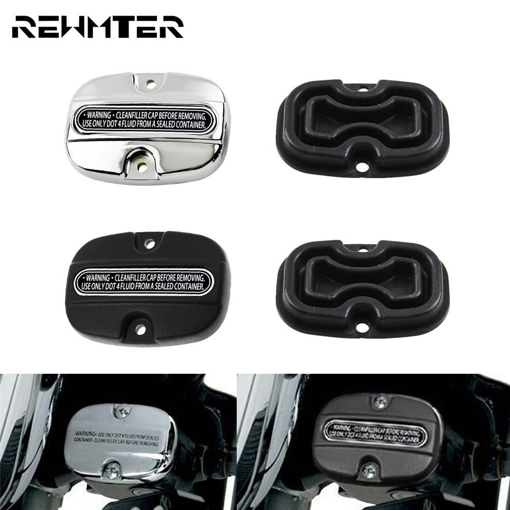 Motorfiets Achter Hoofdremcilinder Cover Pakking Rubber Zwart/Chrome Voor Harley Touring 08-18 Electra Glide Ultra klassieke Fltr