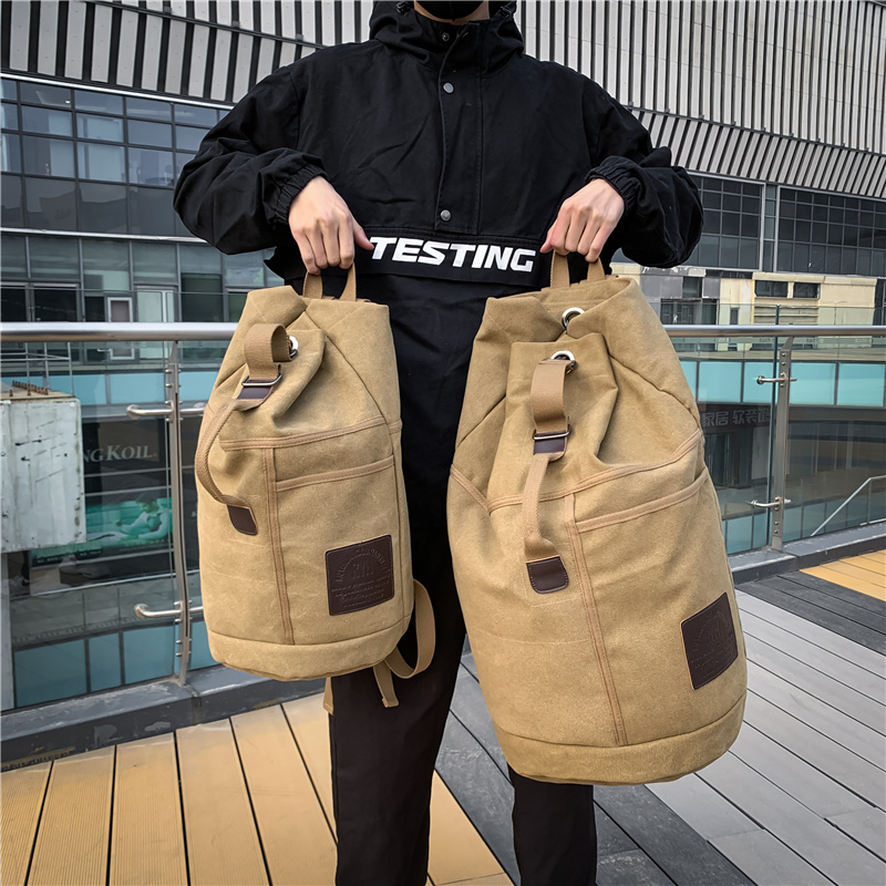 スポーツ大容量旅行バックパック男性荷物キャンバスバケツショルダーバッグ男ハイキングダッフルバッグ男性リュックサック屋外