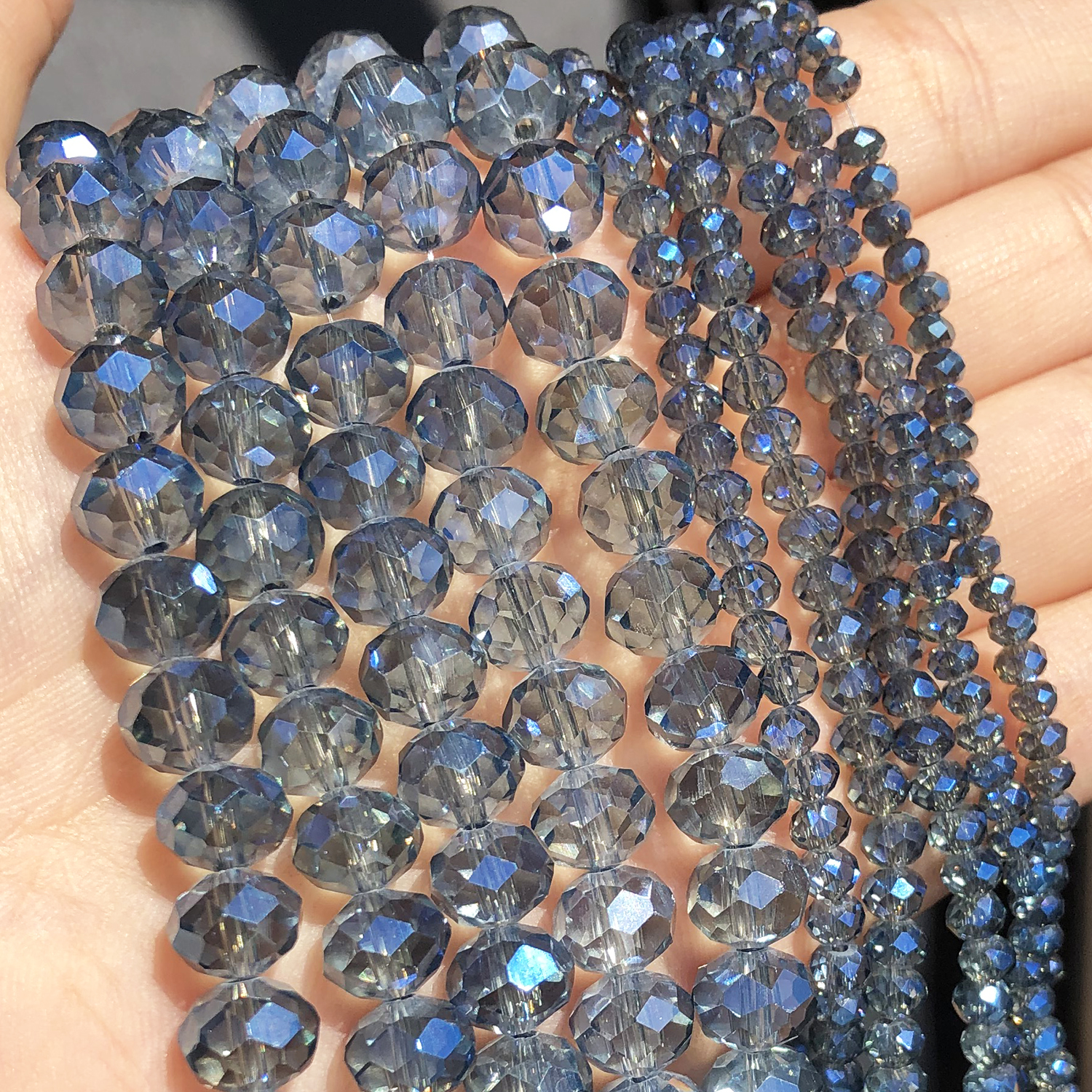Helderblauw gefacetteerd Oostenrijk kristalglas kralen 3 4 6 8 mm losse rondelle spacer kralen voor sieraden maken diy armband 15''inch