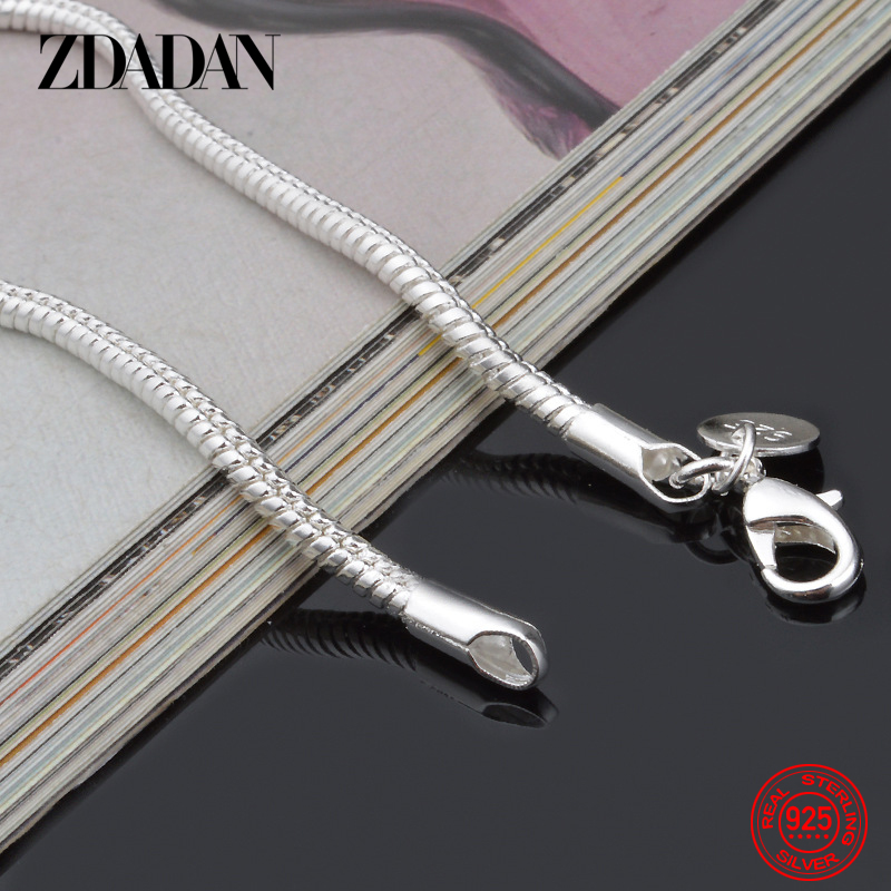 ZDADAN 925 Sterling Silver 1MM 2MM 3MM wąż łańcuszkowy naszyjnik dla mężczyzn kobiet moda wesele biżuteria prezent sprzedaż hurtowa