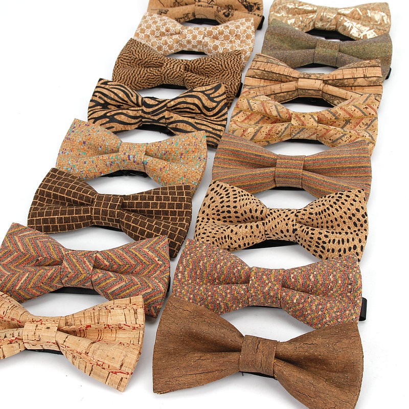 Baru Vintage Pria Bergaris Dot Cork Kayu Dasi Kupu-kupu untuk Pria Pernikahan Kasual Bisnis Retro Kayu Dasi Kupu Kupu aksesoris