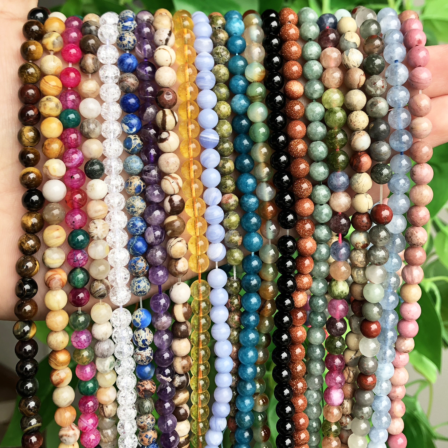 45 Perline di pietra naturale stile 4 6 8 10mm Occhio di tigre Lava Agate Ametiste Turuoqises Perline rotonde per creazione di gioielli Braccialetti fai da te