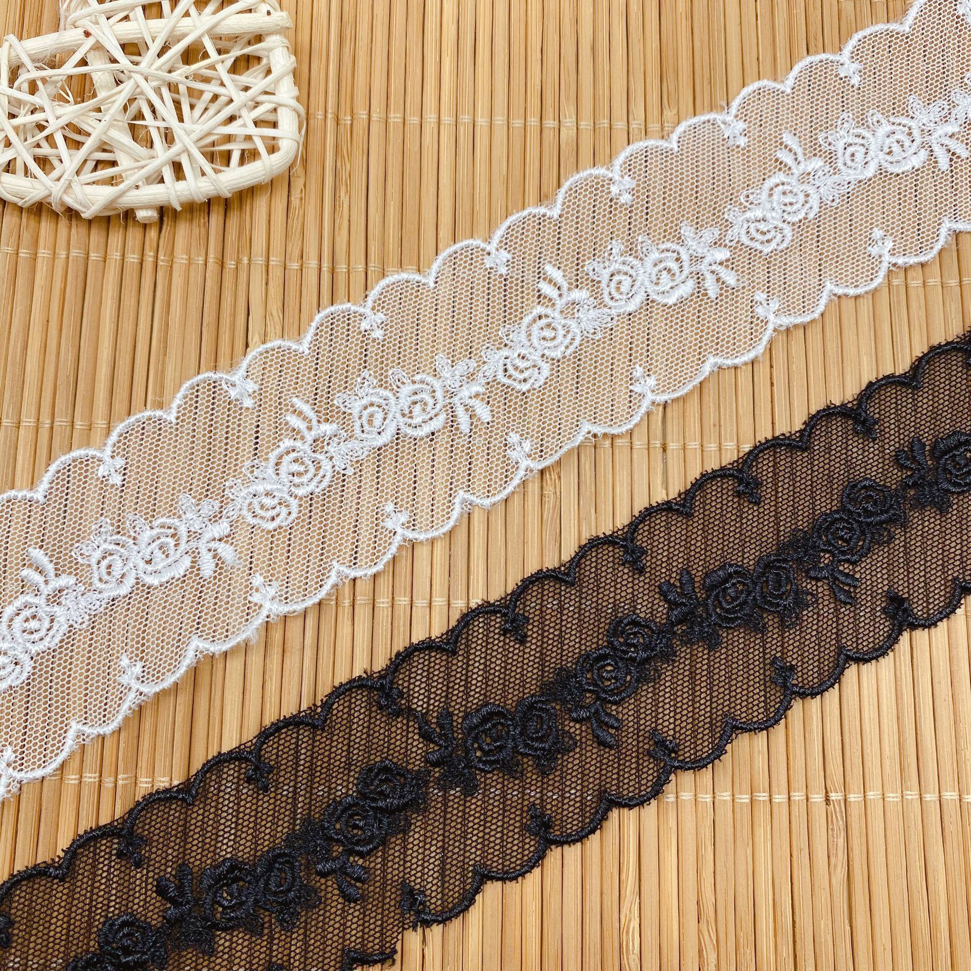 5 Yards/Lot Stickerei Mesh Rose Spitze Stoff Handwerk Nähen Band Trimmen Stoff Stricken Material DIY Bekleidungs Zubehör