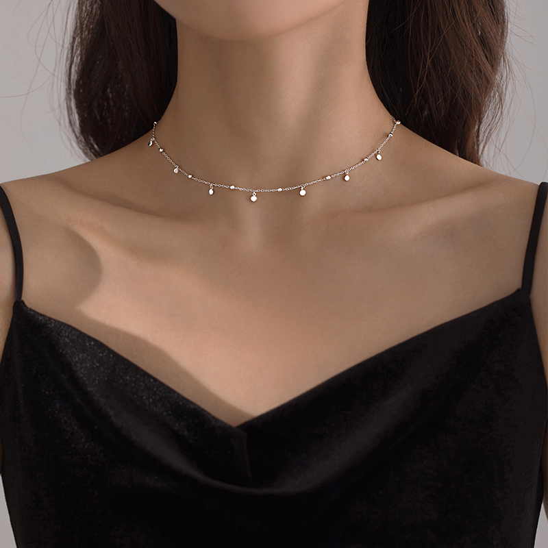 Gargantilla para mujer, Plata de Ley 925 auténtica, collares redondos irregulares geométricos, cadena hasta la clavícula, accesorios de joyería bonitos