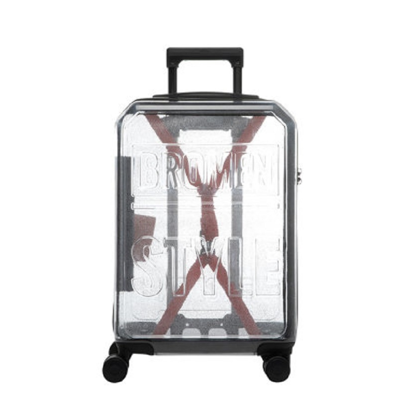 Pode embarcar na moda transparente 20/24/26 Polegada rolando bagagem spinner estrela mesmo estilo marca viagem mala única