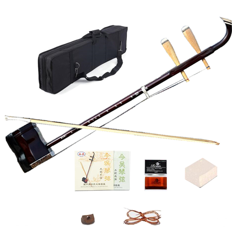 Violín chino de dos cuerdas de madera maciza, instrumento Musical de cuerda con lazo de colofonia y estuche, con marca de posición Urheen