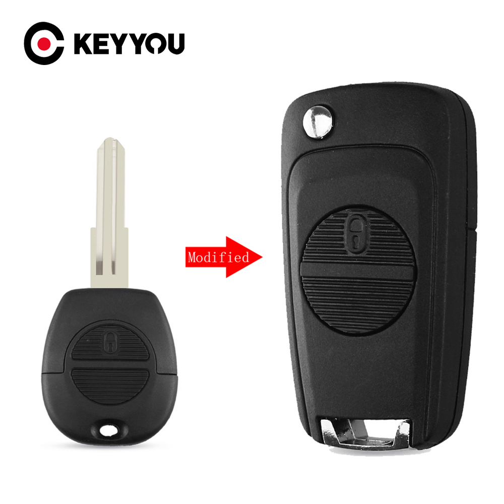 KEYYOU Cangkang Kunci Mobil untuk Nissan Micra Almera Primera X-trail Pengganti Casing Penutup Kunci Jarak Jauh FOB 2 Tombol A32 A33 Blade