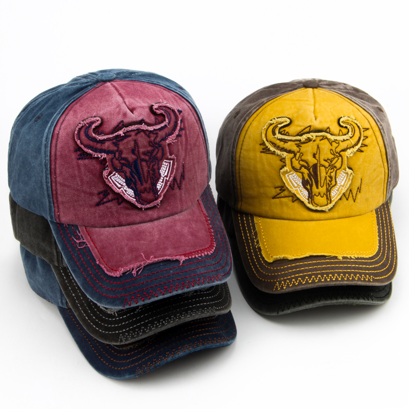 CNTANG mężczyźni Bull Head haft czapka z daszkiem bawełna Vintage Snapback Hip-Hop czapki moda codzienny kapelusz dla kobiet letnia markowa czapka