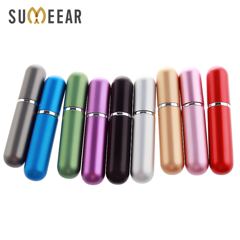 Mini bouteille de parfum rechargeable en aluminium, Portable, avec vaporisateur, conteneurs cosmétiques vides avec atomiseur pour voyageur, 5ml, 50 pièce/lot