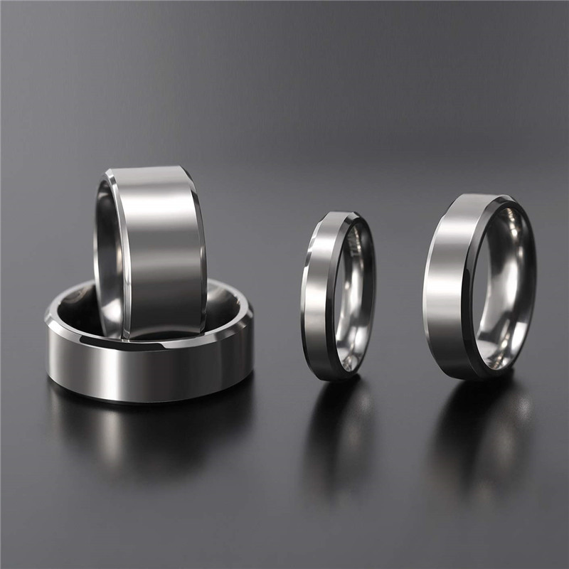 Kolmnsta 4/6/8mm bague en titane brossé hommes couleur argent mâle femme alliance bagues de fiançailles classique femmes bijoux de mode