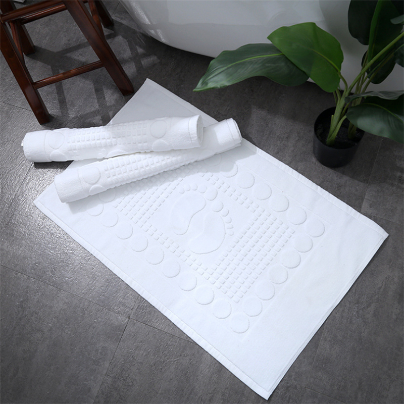 Witte Katoenen Handdoek Ant-Slip Hotel Schoonheid Badmat Voor Floor Ingang Deurmat Wc Bad Vloermatten