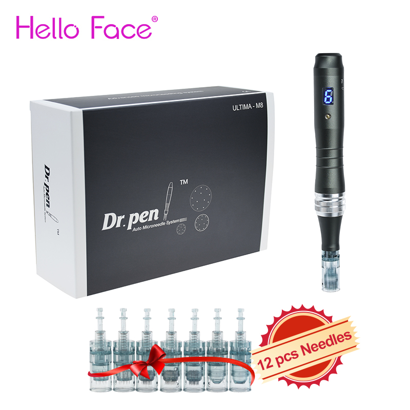 Dr. pen-Ultima M8 com cartuchos de agulhas, Microneedling sem fio, terapia celular STEM, acne cicatrizes tratamento, casa