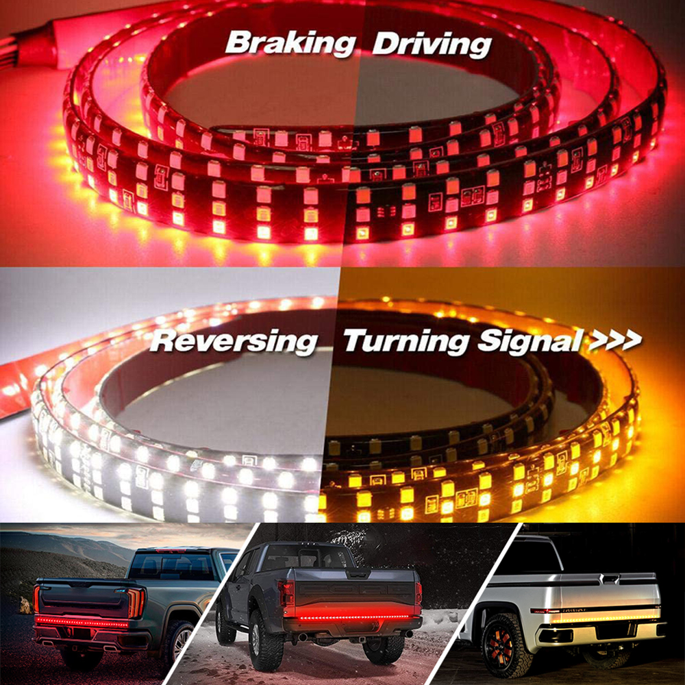 Tylna klapa LED listwa oświetleniowa tylne światło montaż lampa przyczepy włącz ze światłem hamowania DRL dla Pickup Toyota Ford akcesoria samochodowe
