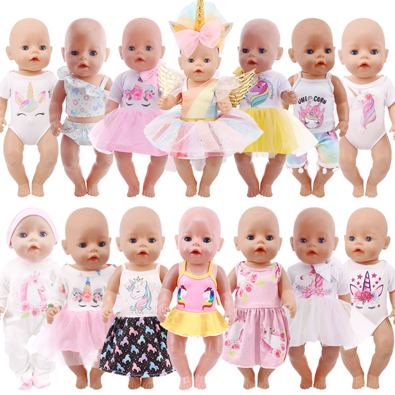 Muñeca recién nacida de 43cm, ropa de juguete de unicornio para niña americana de 18 pulgadas y muñeca recién nacida de 43-45cm, juguete de nuestra generación