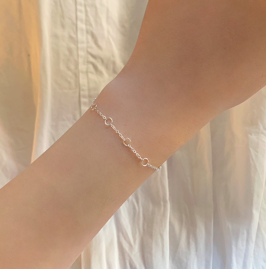 Gelang Rantai Lingkar Perak Murni 925 Asli Emas 18K C-A304