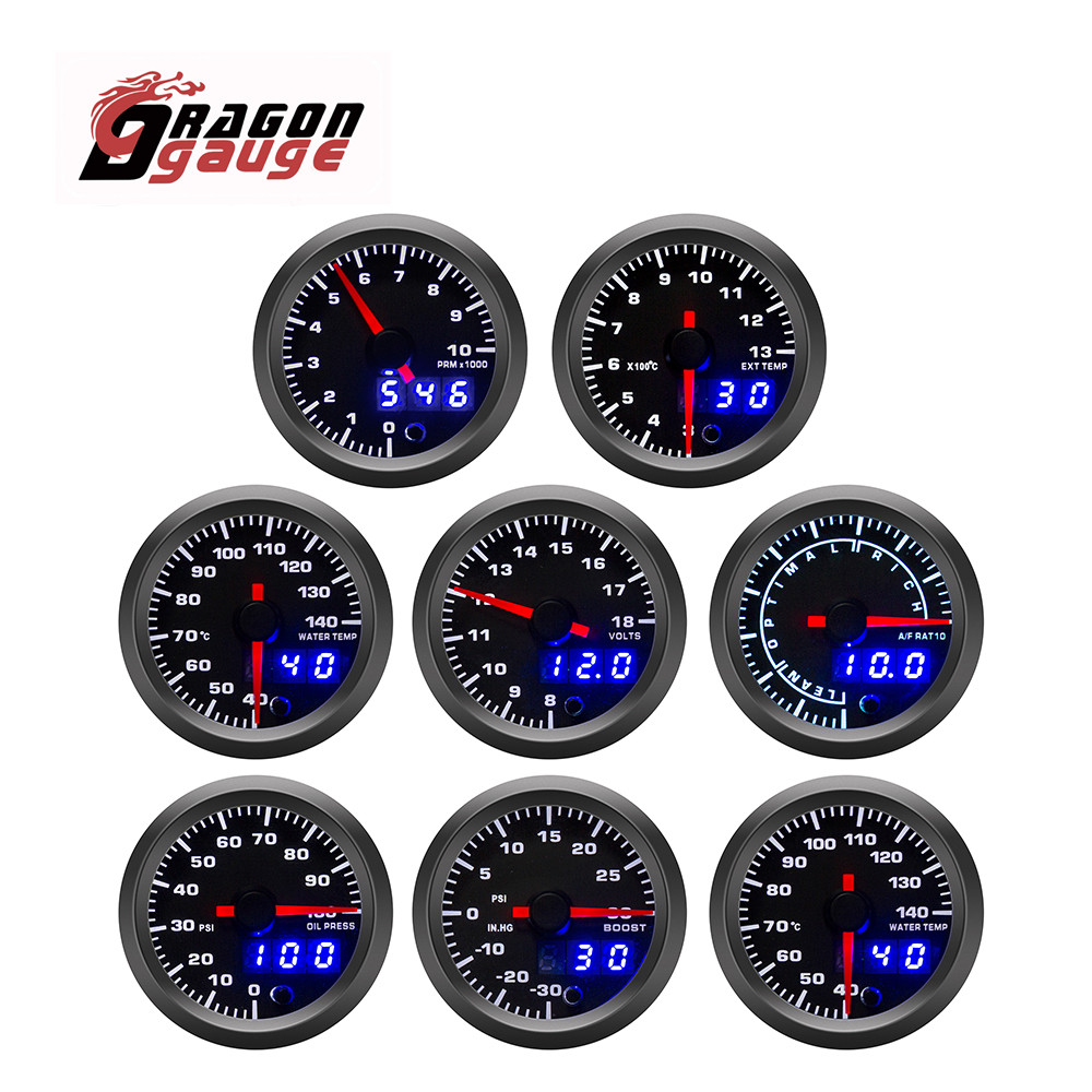 DRAGON GAUGE 52mm obrotomierz samochodu PRM Boost Gauge napięcie EGT Gauge termometr do wody temperatura oleju ciśnienie oleju licznik samochodowy pasuje do 12V samochód