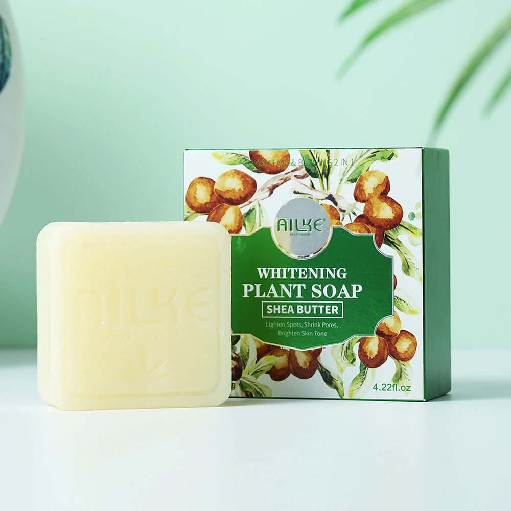 AILKE Shea Butter Oil Whitening Soap Bar For All Skin Types, Anti Acne, Dark Spots, Moisturizing Body Wash For Bath Or Shower