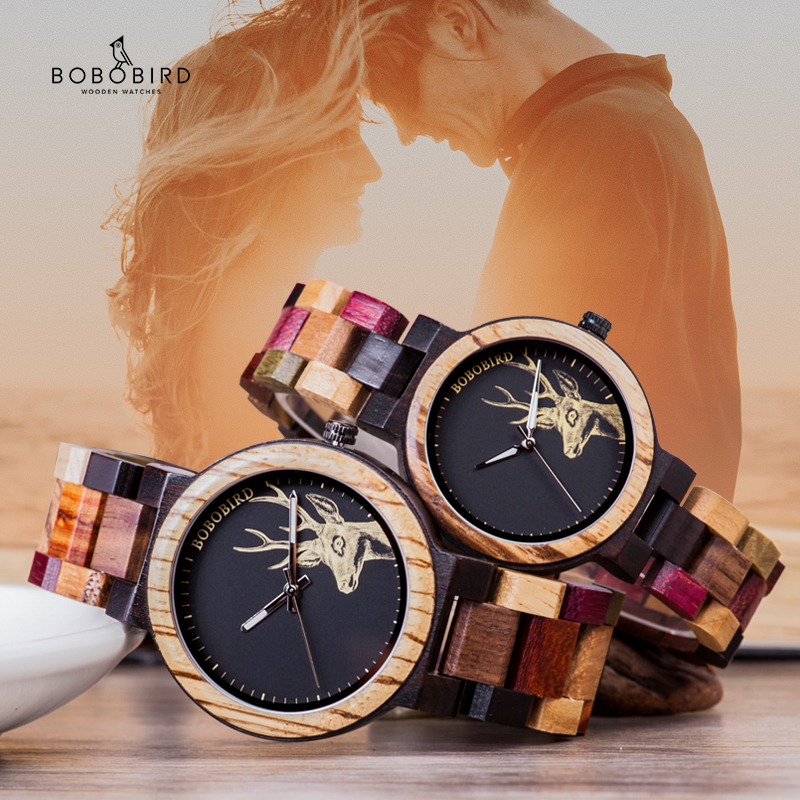 BOBO BIRD кварцевые часы мужские reloj mujer Лось гравировка деревянные женские часы в деревянной коробке relogio masculino индивидуальный подарок для влюбленных