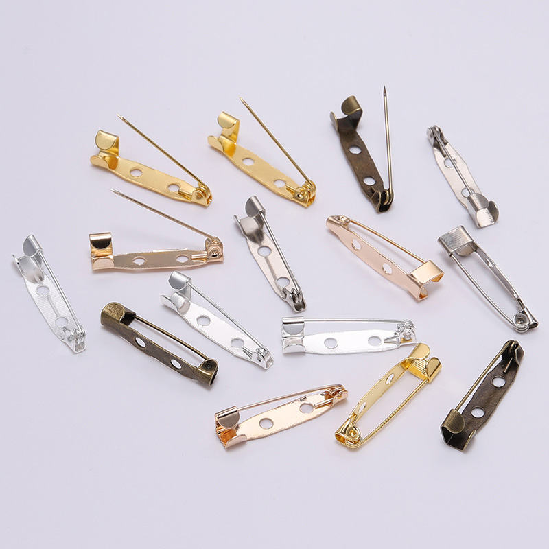 50 unids/lote 15 20 25 30 35 40mm broche de seguridad de Metal Clip Base Pins Bases en blanco configuración broche para suministros de joyería DIY
