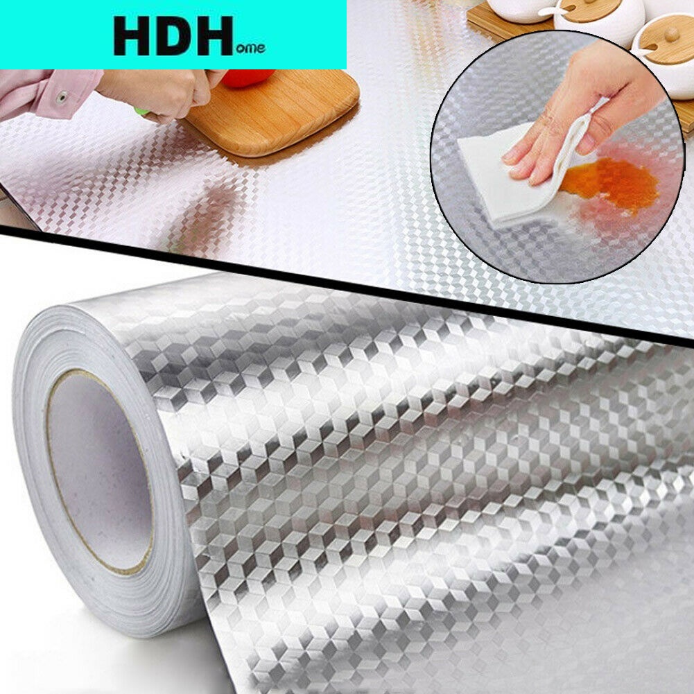 HDHome キッチン耐油防水ステッカーアルミ箔キッチンストーブキャビネット自己粘着ウォールステッカー DIY 壁紙