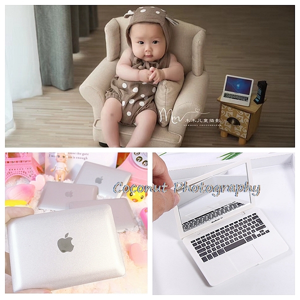 Coco-mini laptop para fotografia, acessório para recém-nascidos, foto criativa, tema moderno para fotografia, decoração original