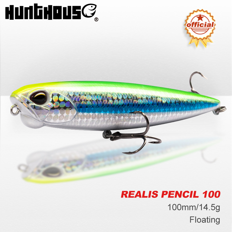 เหยื่อปลอม Hunthouse REALIS PENCIL 65/100 มม. 5.5/14.5 กรัม เหยื่อตกปลาแบบติดผิวน้ำ ชนิดสติ๊กเบท เหยื่อปลอมแบบสระว่ายน้ำ เหยื่อปลอมแบบครองค์เบท เหยื่อปลอมสำหรับตกปลา