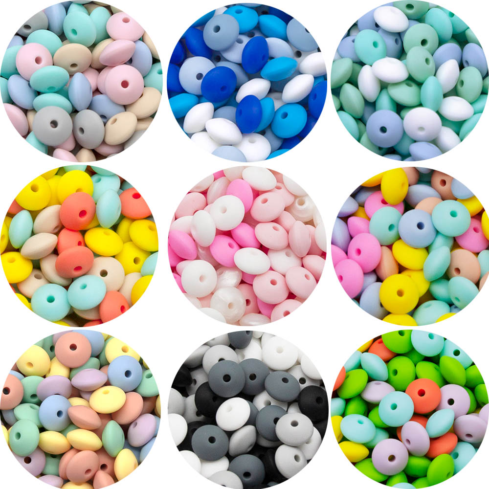 Leuke-Idee 20Pcs Baby Siliconen Linze Kralen 12Mm Abacus Kralen Diy Fopspeen Keten Speelgoed Baby Tandjes Bijtring baby Goederen Bpa Gratis