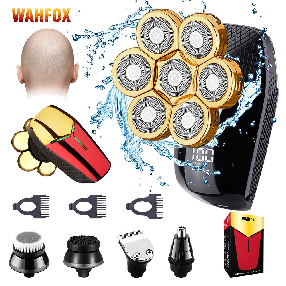 Afeitadora WAHFOX para hombre, 7D, 7 cabezales flotantes independientes, afeitadora eléctrica impermeable, recortadora de barba, nueva.