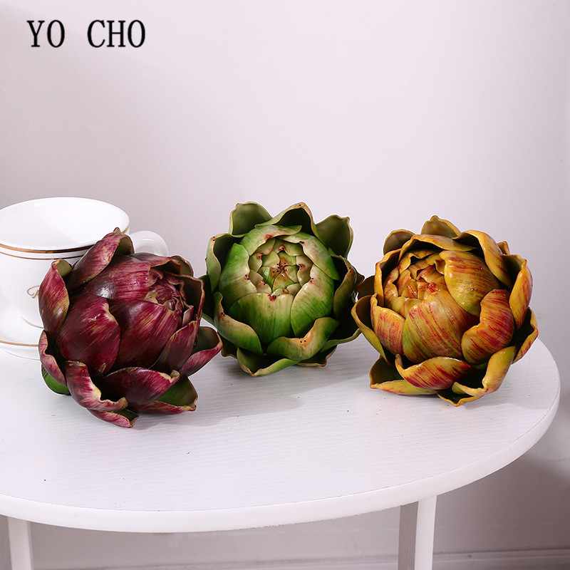 Alcachofa Artificial de YO CHO, planta de plástico, alcachofa de frutas para cocina, decoración artística para el hogar, decoración de exhibición de mesa, planta Artificial
