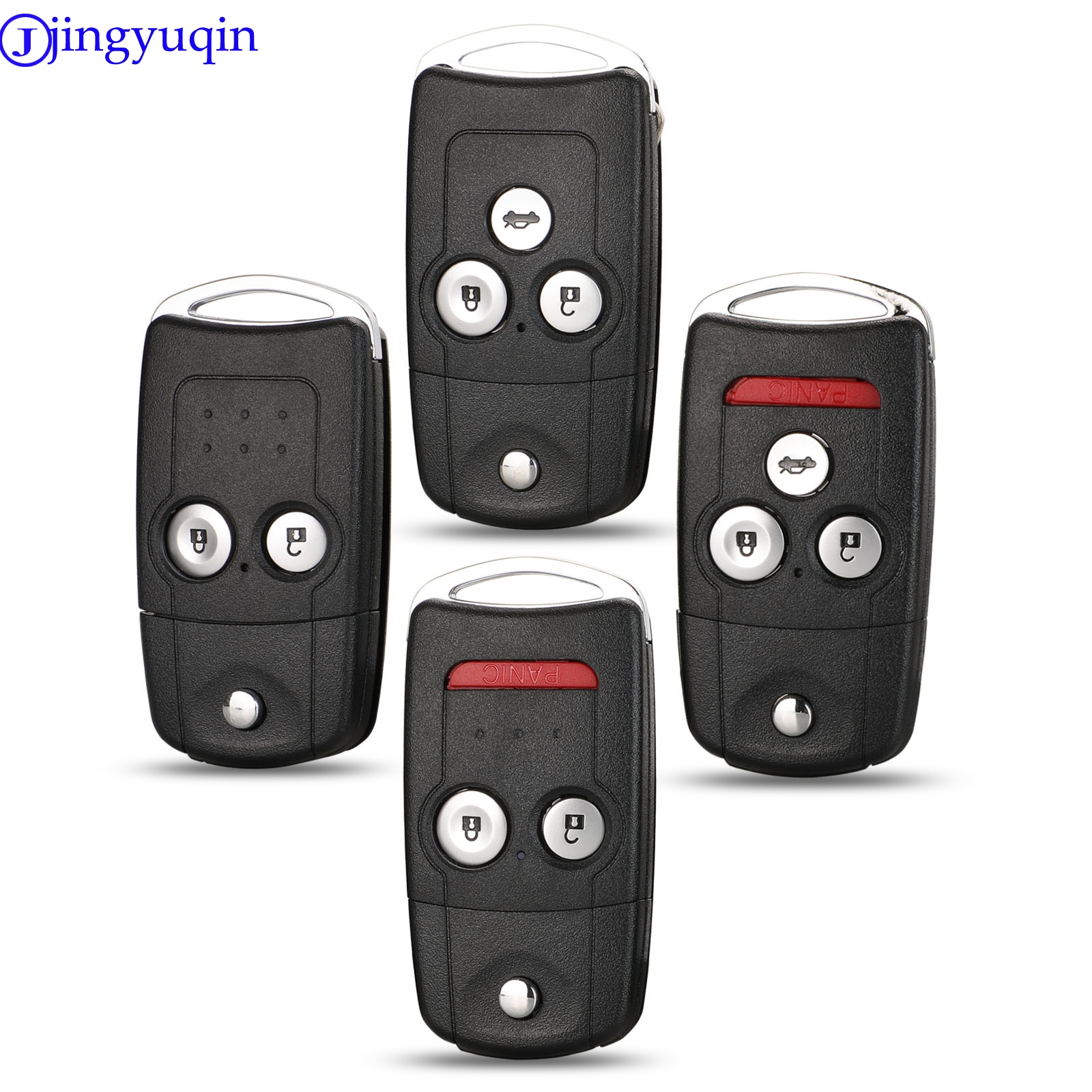 Jingyuqin 2/3/4 Tombol Pengganti Flip Lipat Shell Kunci Mobil Dimodifikasi untuk Honda Civic Dio Fit CRV HRV Accord odyssey Jazz