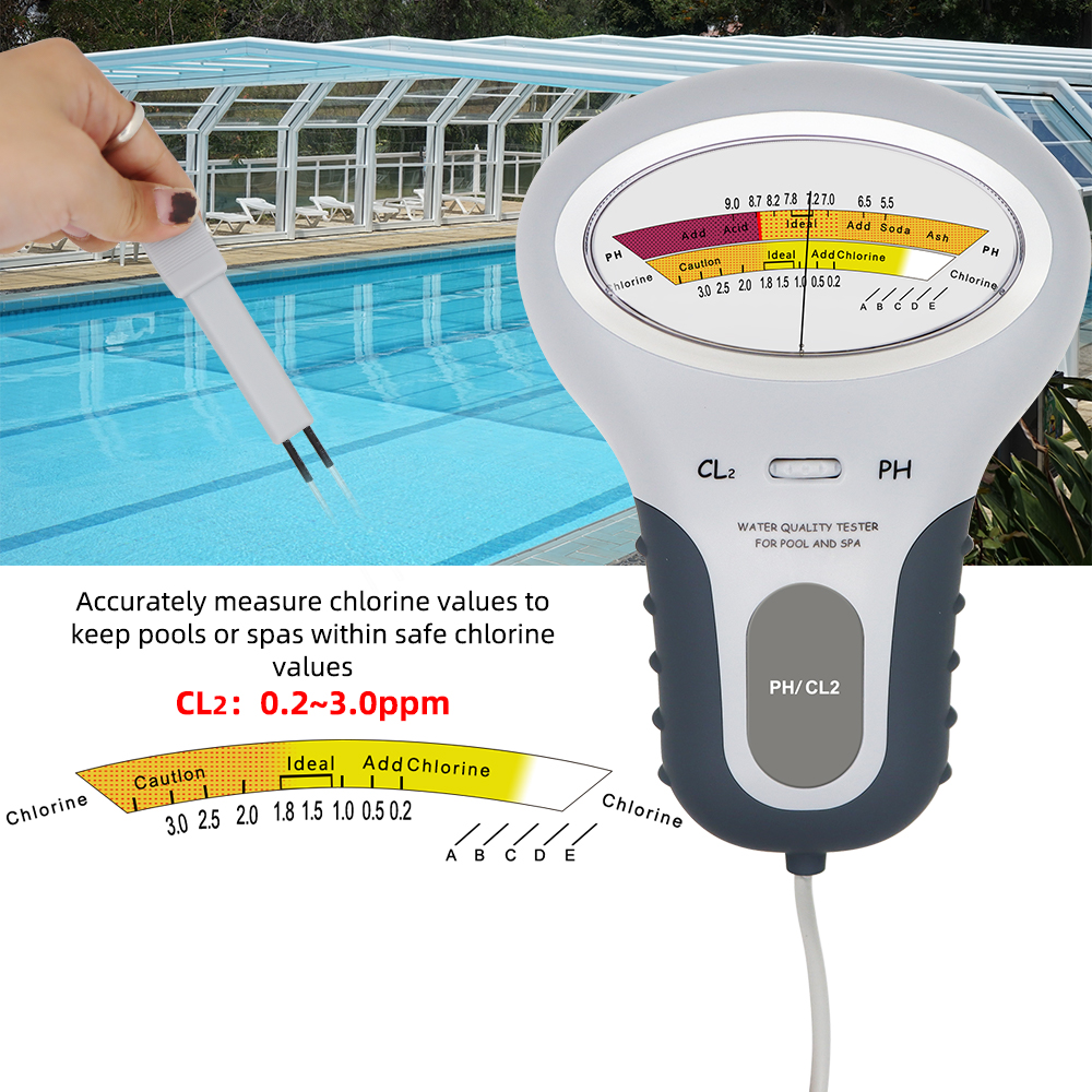 Medidor de cloro 2 en 1, probador de cloro PH, nivel de PC-101, medidor de PH Digital portátil, calidad del agua, instrumentos analíticos para Spa y piscina