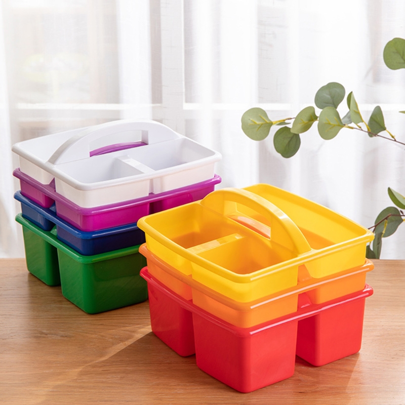Contenitore portaoggetti portatile contenitore per cestini diviso in plastica con 3 scomparti Organizer per scrivania per pennelli artistici