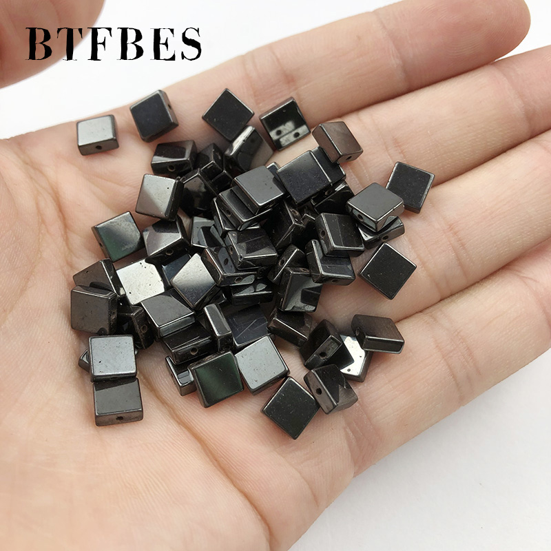 Płaskie kwadratowe czarny hematyt kamień naturalny luźne prostokąt koraliki 4/6/8MM dla biżuteria akcesoria hurtownie Making DIY bransoletka
