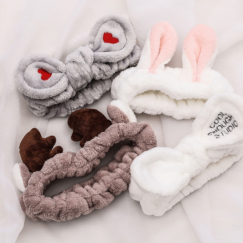 Opaska na włosy damska, do mycia twarzy,miękka, ciepła, koralowy polar, kokarda, uszy zwierząt, dla kobiet, dziewczynek, turban, moda, akcesoria do włosów