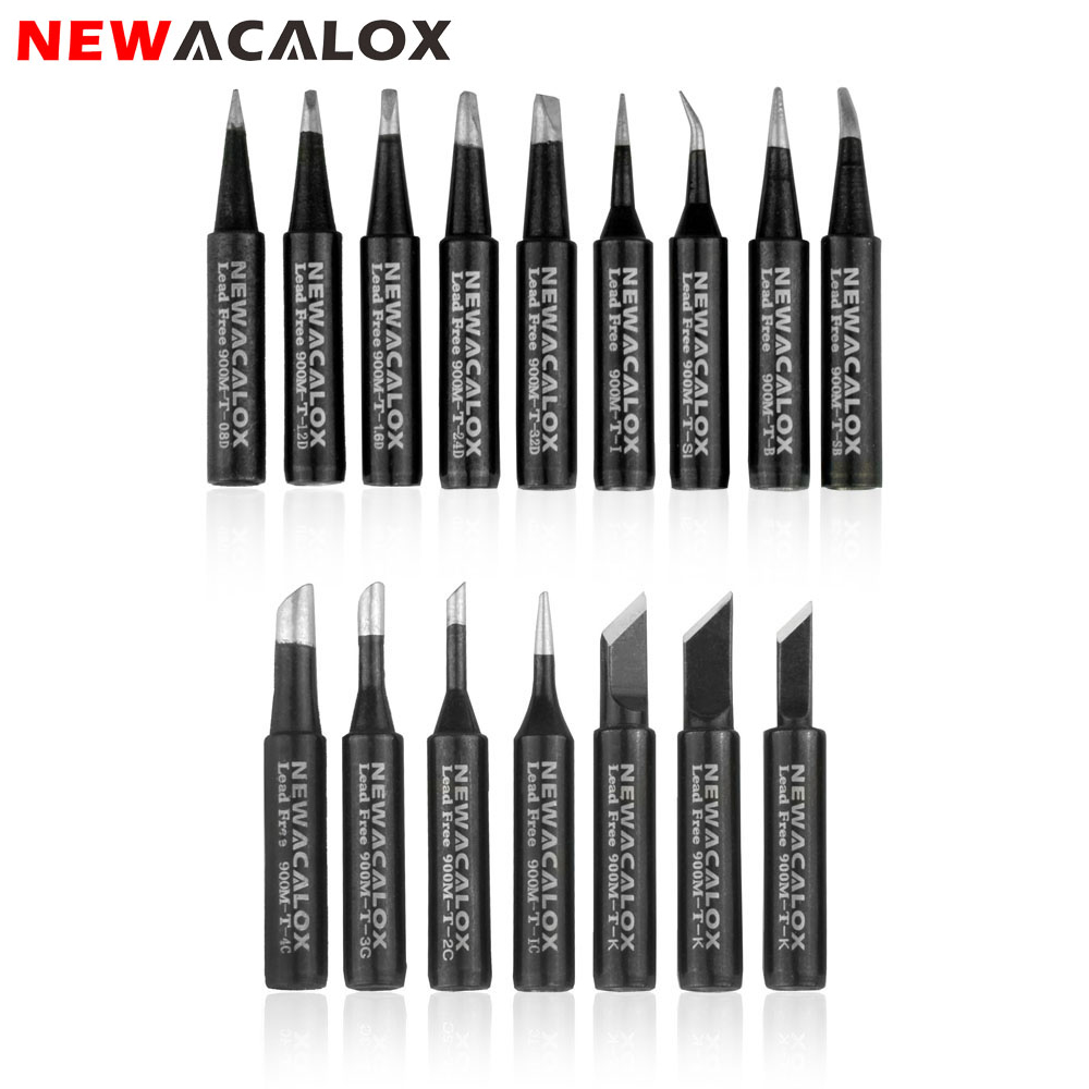 NEWACALOX 16 шт. бессвинцовые паяльные жала 900M-T сварочные жала для паяльника/паяльной станции Yunua 936,937,907, HAKKO, Yihua