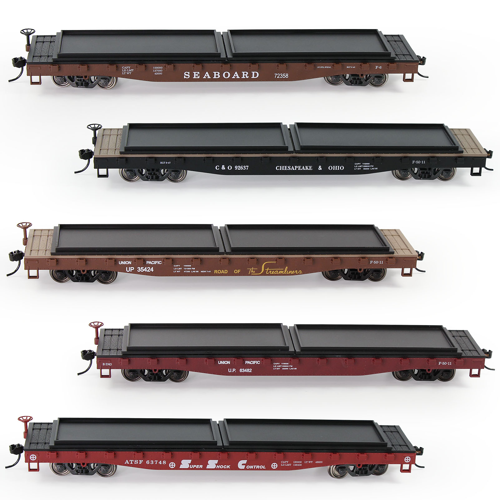 Evemodel 1 eenheid HO schaal 52ft platte auto 1:87 rollende voorraadgoedauto's C8741