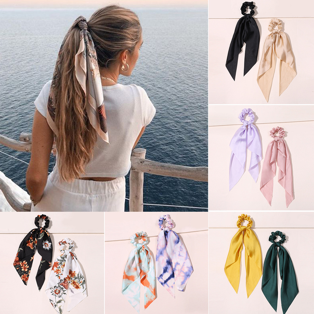 Lazo de seda de imitación para teñir el cabello, cinta francesa con estampado de círculos femeninos, accesorios para el cabello con coleta